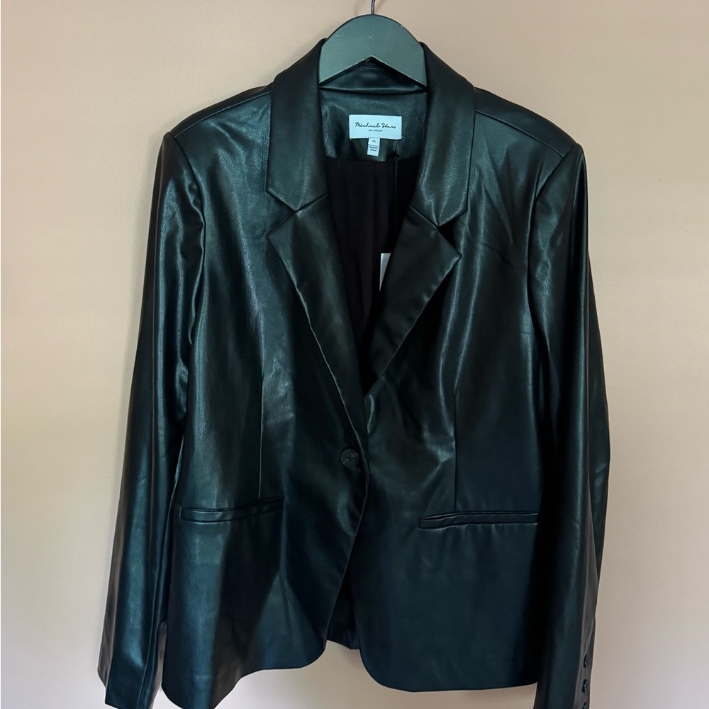 Michael Stars Black Faux Leather Blazer